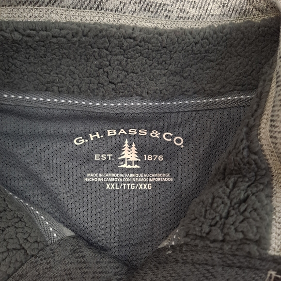 G.H. BASS Men's Sherpa Fleece Button Mock Sweater Moonstruck Heather Gray - 2X - Picture 8 of 10